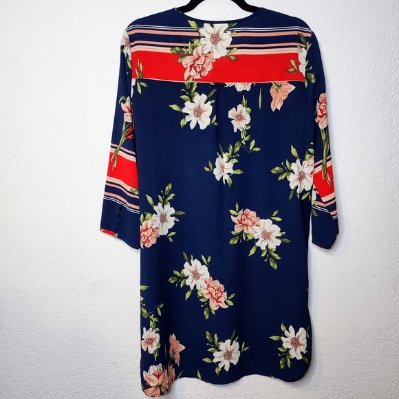Anthropologie Floral Navy and Red Tunic - Picture 9 of 13